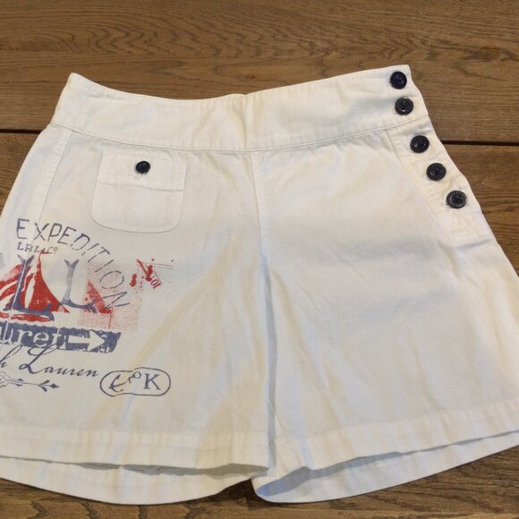 Ralph Lauren Shorts Womens 2 Nautical Button Casual Beach Resort Pockets White - Picture 5 of 9